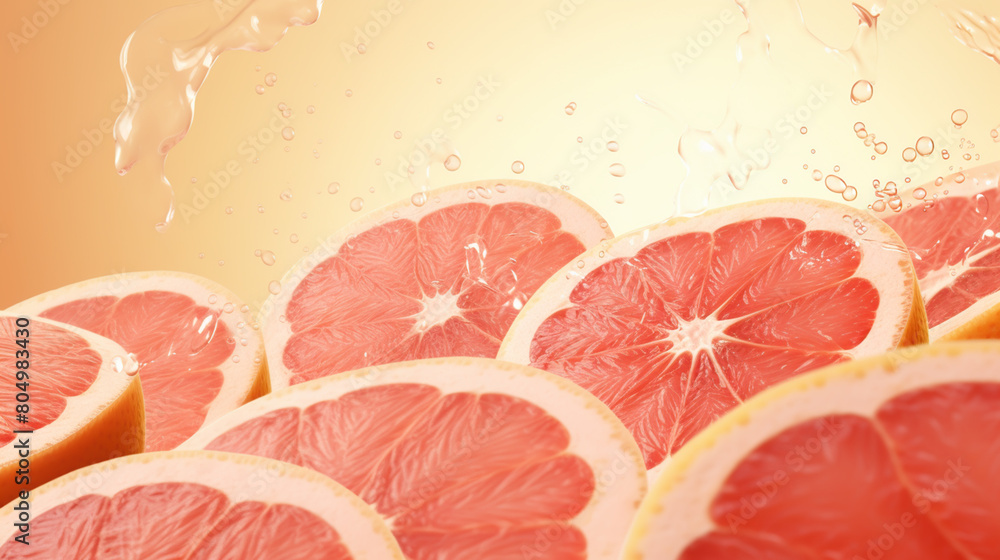 Slice of grapefruit with water drops Slice of grapefruit with water drops