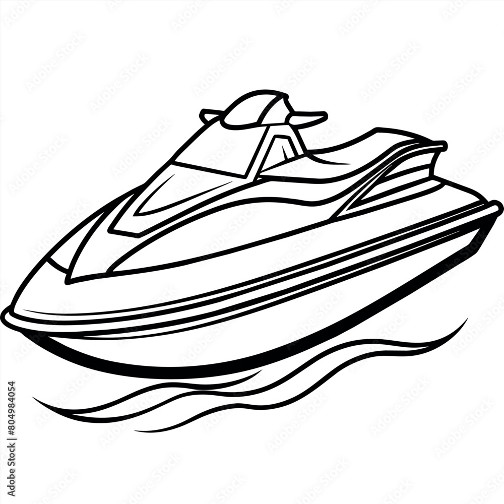 Jet ski outline illustration digital coloring book page line art drawing Jet ski outline illustration digital coloring book page line art drawing