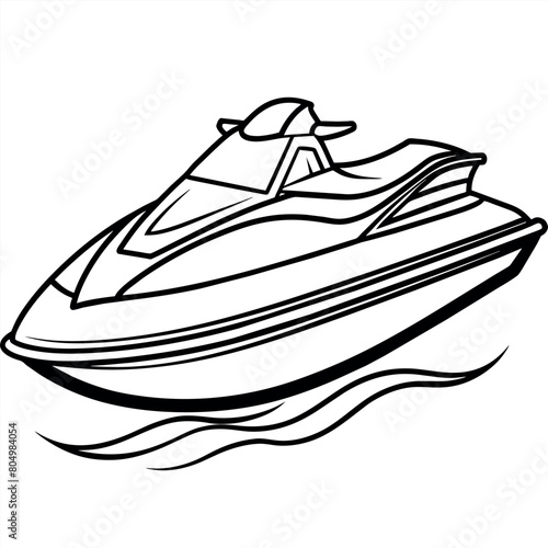Jet ski outline illustration digital coloring book page line art drawing