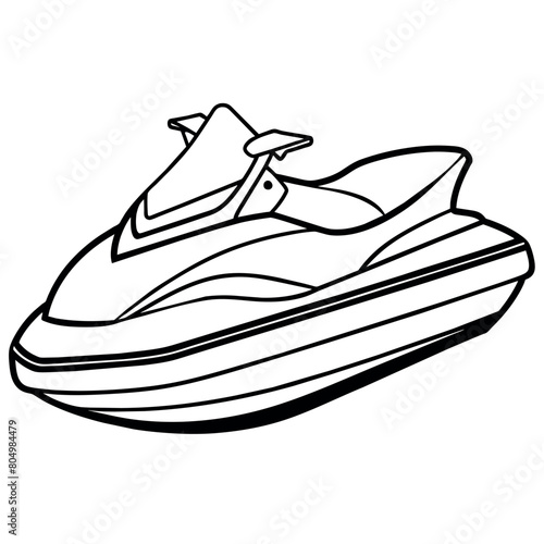 Jet ski outline illustration digital coloring book page line art drawing