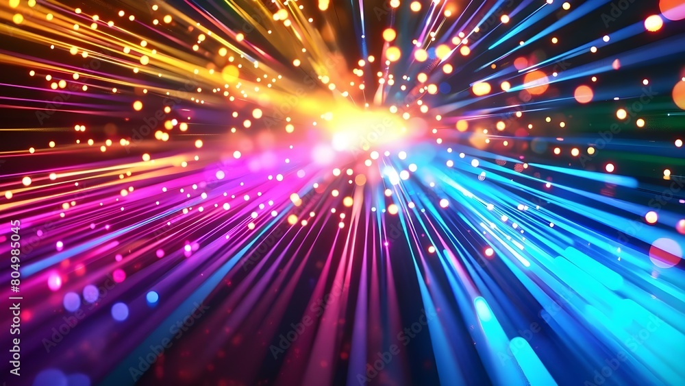 Naklejka premium Vibrant Light Beams Emitting from a Word Microchip: Perfect for Banner Backgrounds. Concept Technology, Light beams, Microchip, Vibrant, Banner Backgrounds