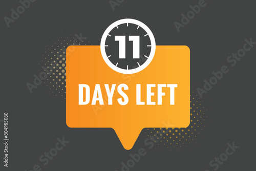 11 days to go countdown template. 11 day Countdown left days banner design. 11 Days left countdown timer
