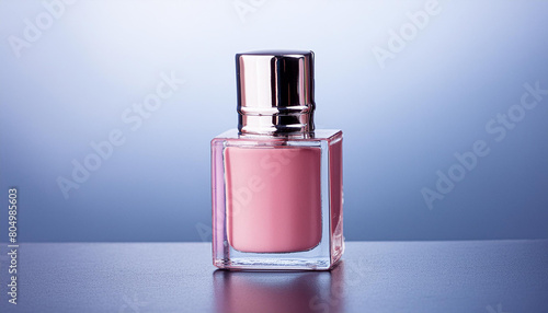 Opaque Pink Blush Bottle Against Gradient Backdrop, Cosmetic Makeup