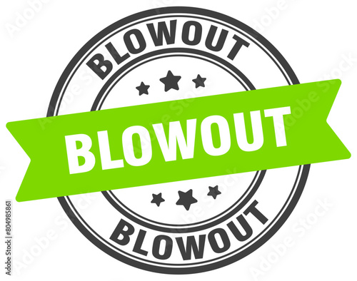blowout stamp. blowout label on transparent background. round sign