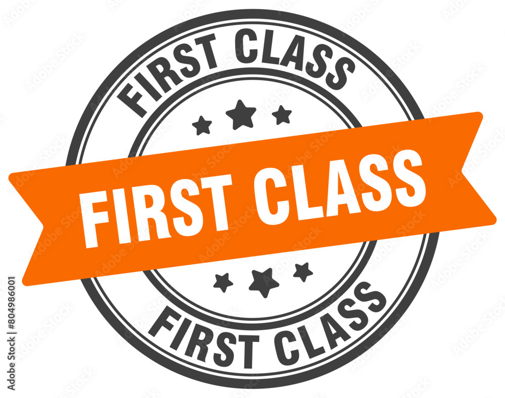 first class stamp. first class label on transparent background. round sign first class stamp. first class label on transparent background. round sign