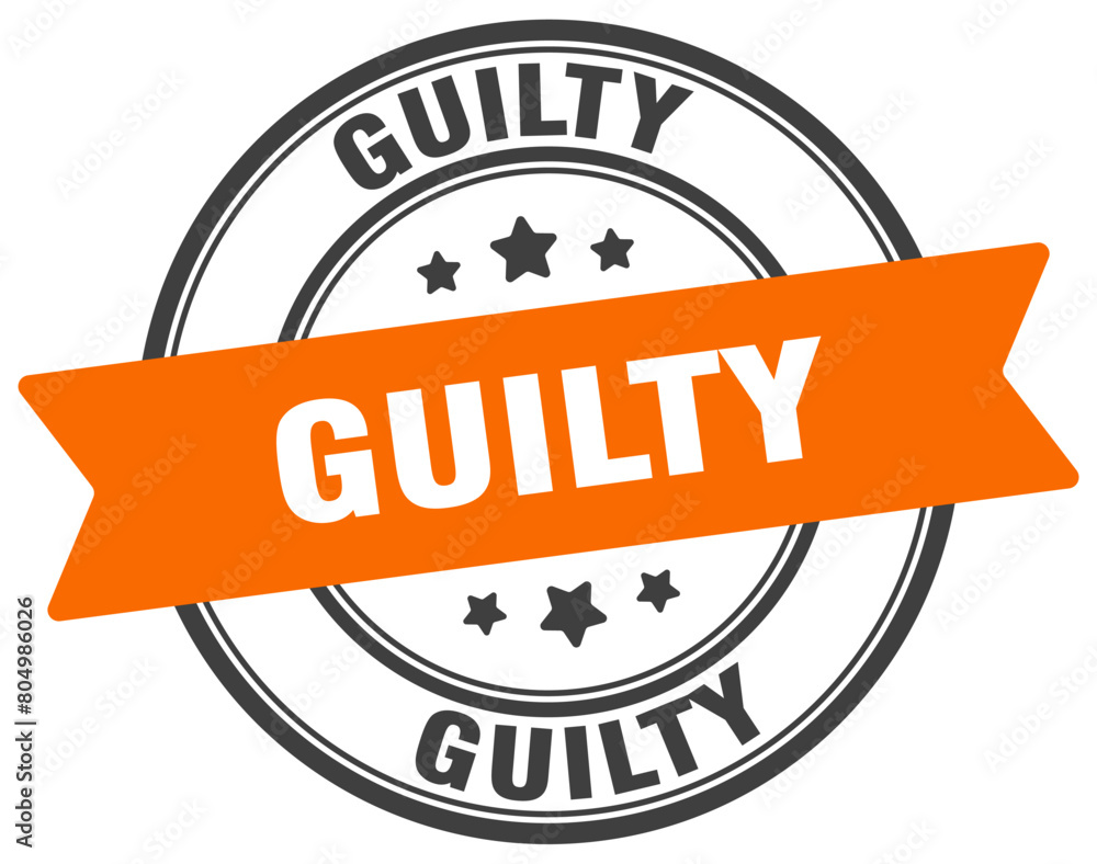 Fototapeta premium guilty stamp. guilty label on transparent background. round sign