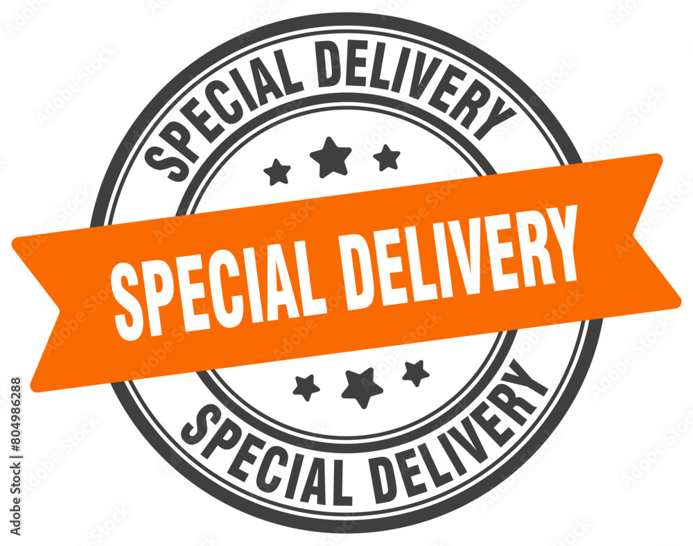 special delivery stamp. special delivery label on transparent background. round sign