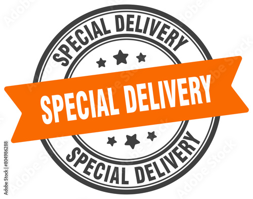 special delivery stamp. special delivery label on transparent background. round sign