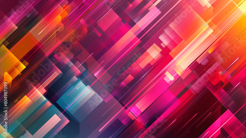 Vibrant Abstract Digital Art with Diagonal Lines