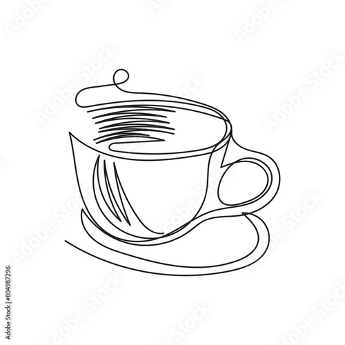 coffee cup minimal design hand drawn one line style drawing  one line art continuous drawing  coffee cup single line art 