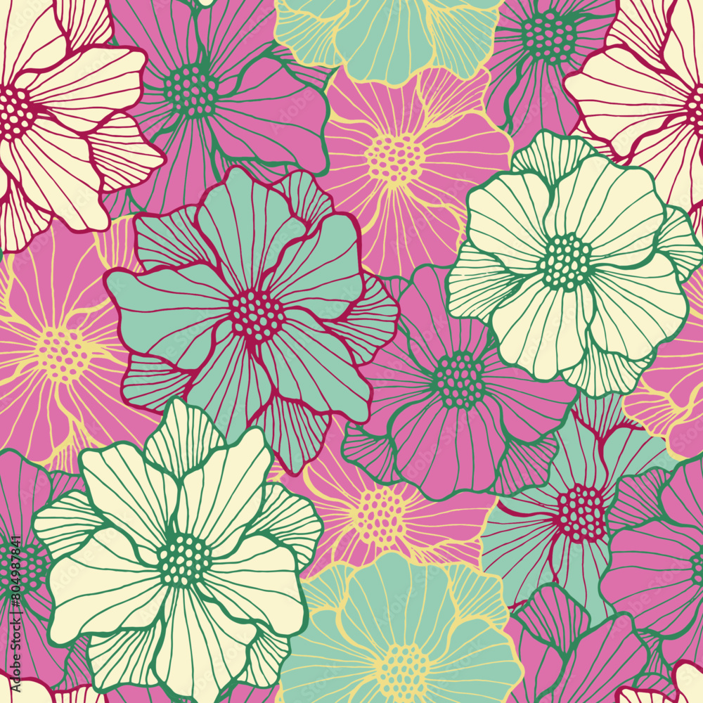 Cute oleander bloom endless design. Hand drawn bouquet composition. Oleander blossom Cute oleander bloom endless design. Hand drawn bouquet composition. Oleander blossom