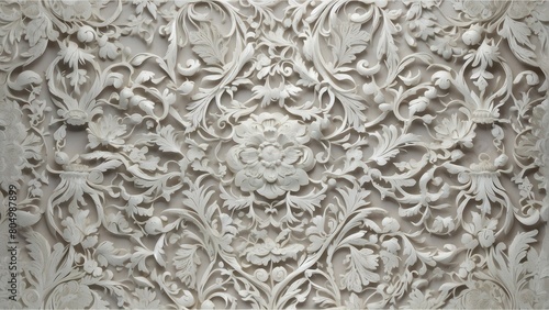 Elegant white floral bas relief pattern with a vintage feel