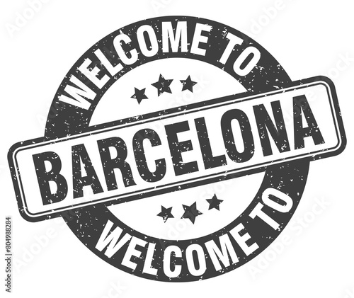 Welcome to Barcelona stamp. Barcelona round sign