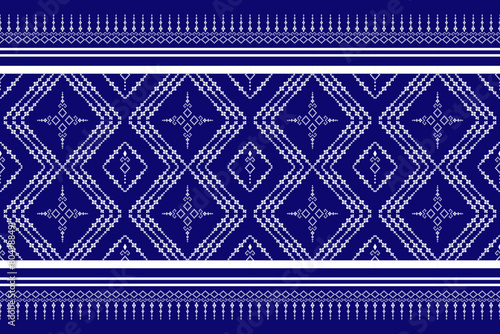 Beautiful vintage cross stitch traditional ethnic pattern.floral pixel art embroidery. Elegance background abstract Aztec beautiful seamless pattern for fabric,cloth,dress,carpet,curtain,sarong,batik.