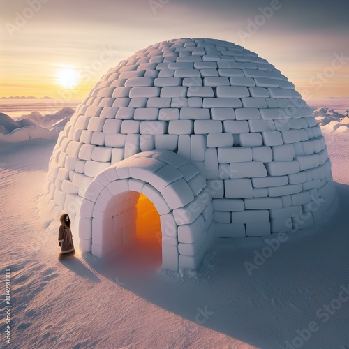 Traditional igloo, reflecting the ingenious architecture of the Inuit people in the Arctic regions. photo