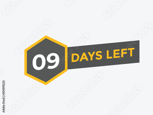 9 days to go countdown template. 9 day Countdown left days banner design. 9 Days left countdown timer
