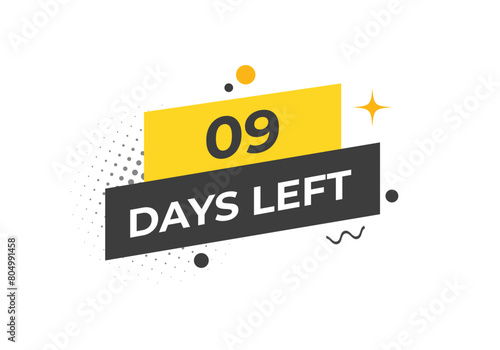 9 days to go countdown template. 9 day Countdown left days banner design. 9 Days left countdown timer
