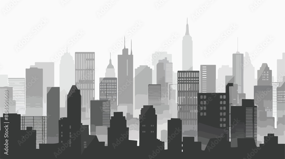 Monochrome building and city illustration scene vector