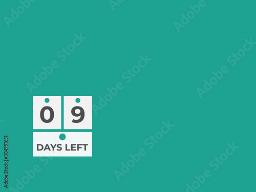 9 days to go countdown template. 9 day Countdown left days banner design. 9 Days left countdown timer
