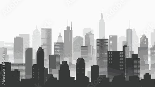 Monochrome building and city illustration scene vector