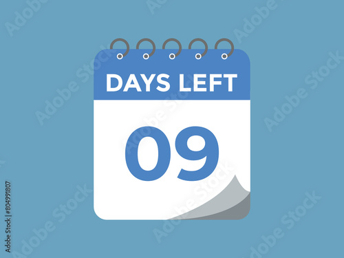 9 days to go countdown template. 9 day Countdown left days banner design. 9 Days left countdown timer
