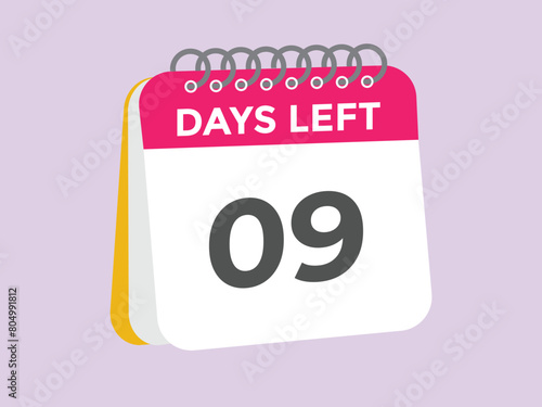 9 days to go countdown template. 9 day Countdown left days banner design. 9 Days left countdown timer
