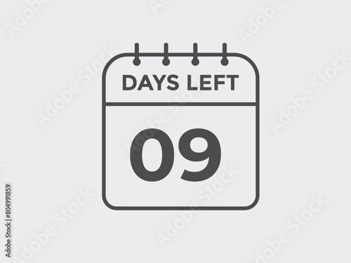 9 days to go countdown template. 9 day Countdown left days banner design. 9 Days left countdown timer
