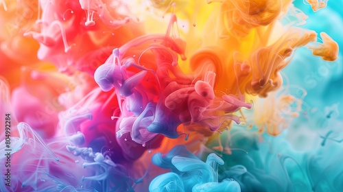 Vivid color explosion in fluid art abstraction