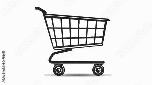 Monochrome silhouette of shopping basket with wheels photo