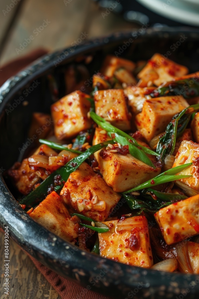 Stir-fried Tofu with sweet and sour sauce. Stir-fried Tofu with sweet and sour sauce.