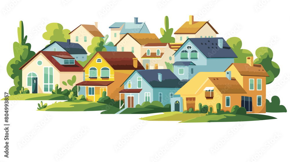 Neighborhood houses in landscape isolated icon Vector