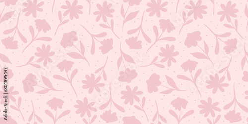 Cute floral background  seamless repeat pattern design  pink wallpaper with flowers