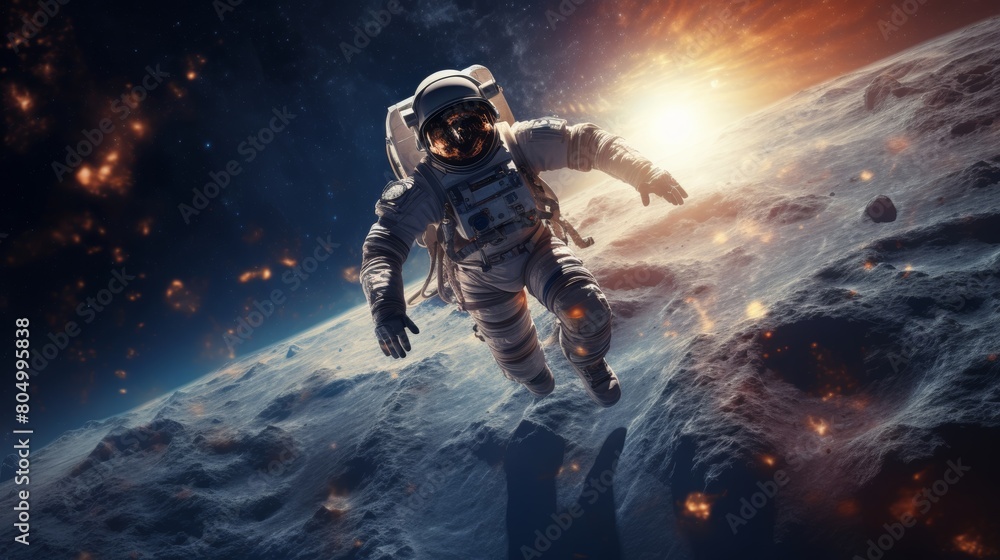 Astronaut exploring in the space. Astronaut exploring in the space.