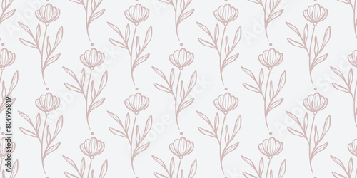 Spring elegant minimalist white floral vector background, seamless repeat pattern design