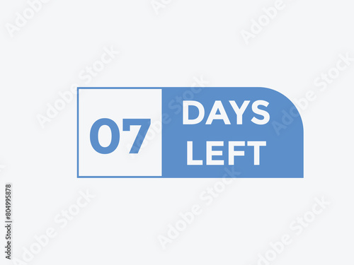 7 days to go countdown template. 7 day Countdown left days banner design. 7 Days left countdown timer
