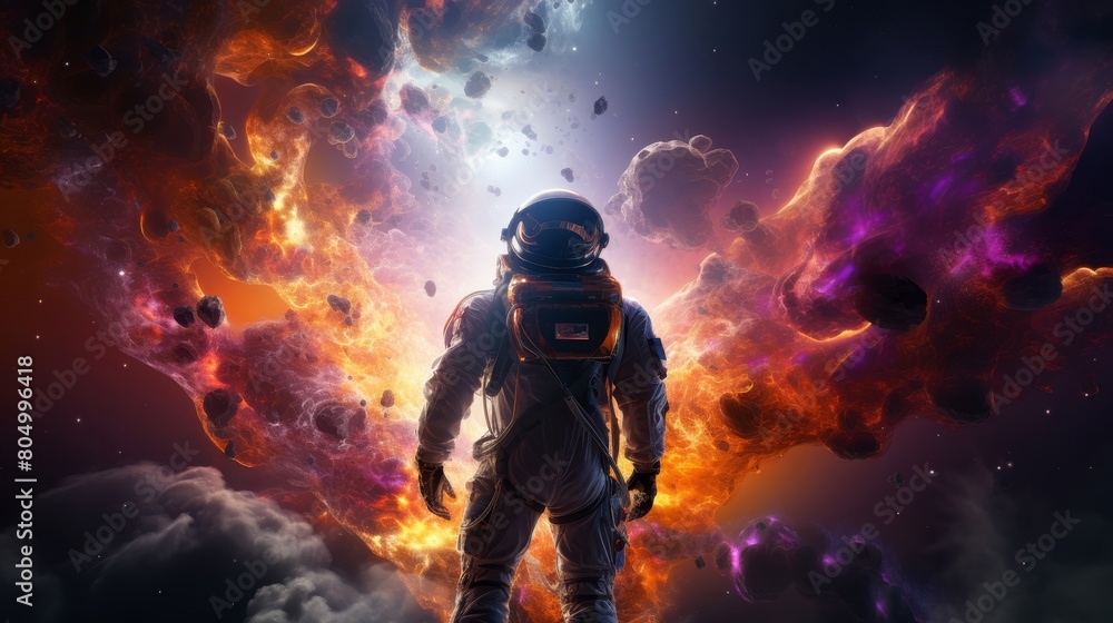 Astronaut exploring in the space.
