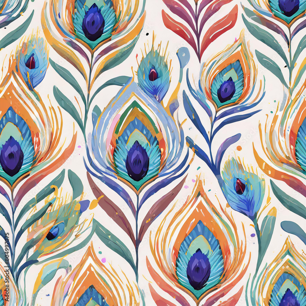 seamless pattern of peacock feather texture