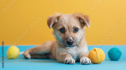 Toy for pet on color background