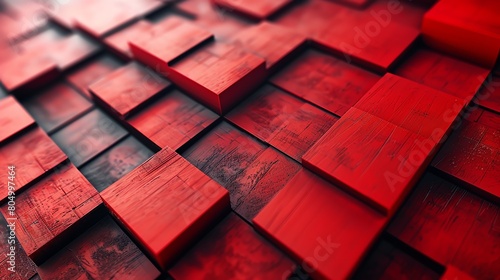 Digital design of layered red squares with soft shadows, creating a 3D effect ideal for innovative advertising and graphic visuals