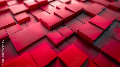 Digital design of layered red squares with soft shadows, creating a 3D effect ideal for innovative advertising and graphic visuals