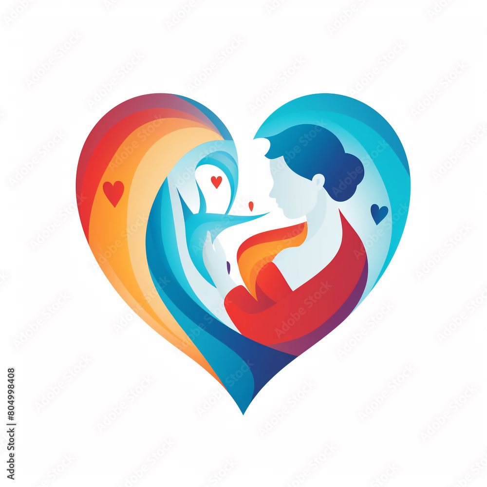 Heart and baby toddler and midwife logo Heart and baby toddler and midwife logo