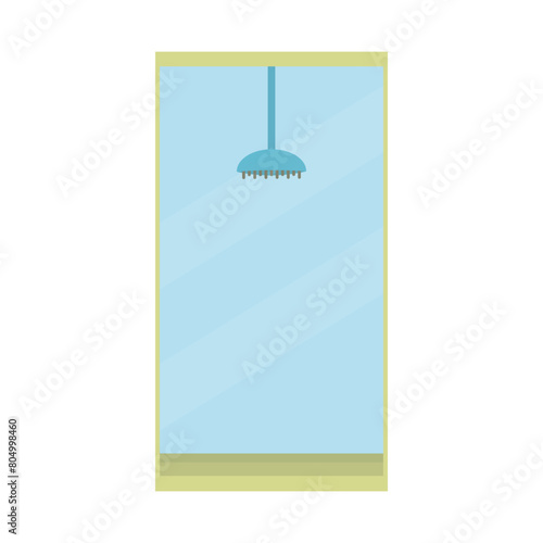 Shower flat icon. Glass shower cabin