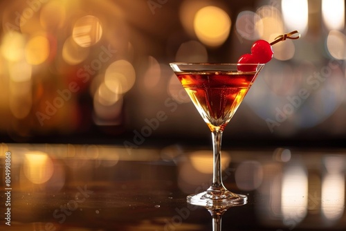Wallpaper Mural Elegant Martini Cocktail with Cherry Garnish in a Bar Setting Torontodigital.ca