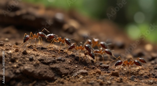 red ant on the ground