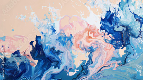 Abstract swirls of pastel and navy blue paint creating a dreamy marbled effect.