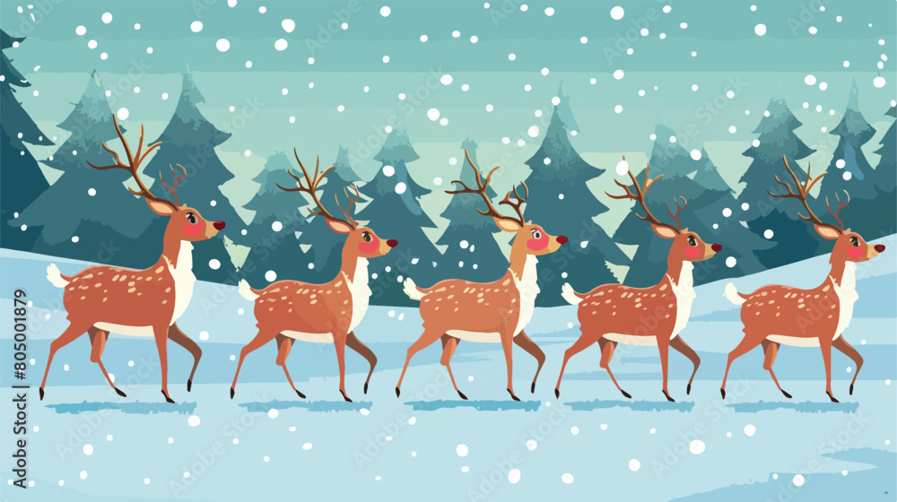 Reindeer cartoon of Merry Christmas Vector illustration