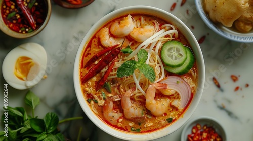 The complex flavor profile of Assam laksa, with a balance of sour, spicy, and savory notes