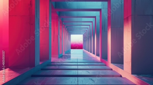 Vibrant color gradient abstract architecture Generative AI image