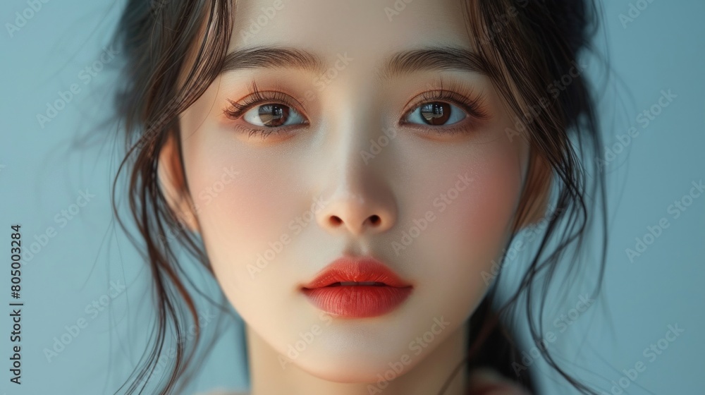 美しいアジア人女性の顔クローズアップ,Generative AI AI画像