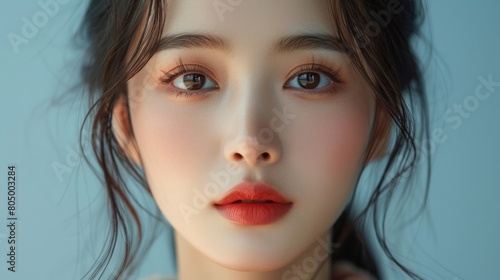 美しいアジア人女性の顔クローズアップ,Generative AI AI画像